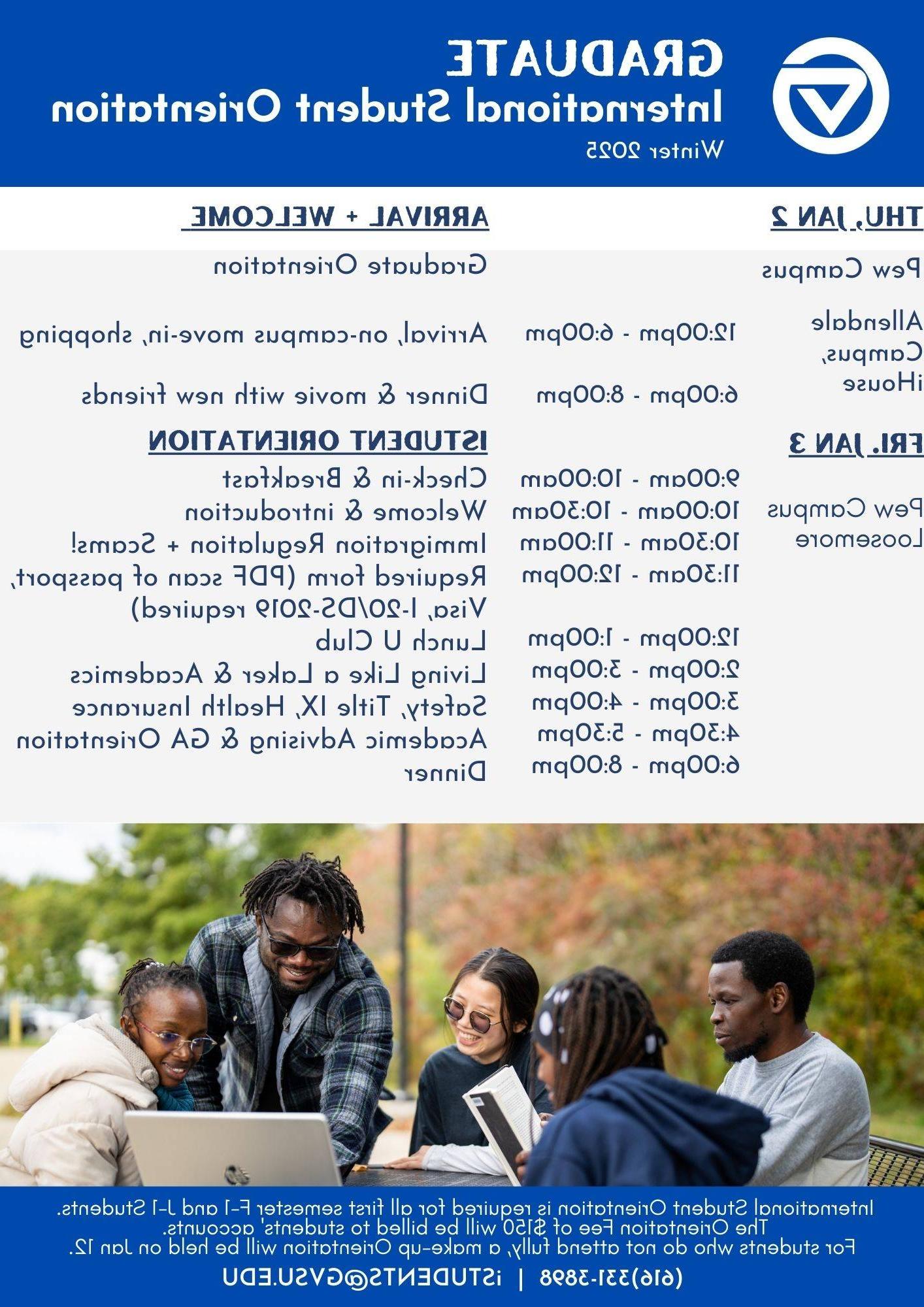 Graduate International Student Orientation Schedule